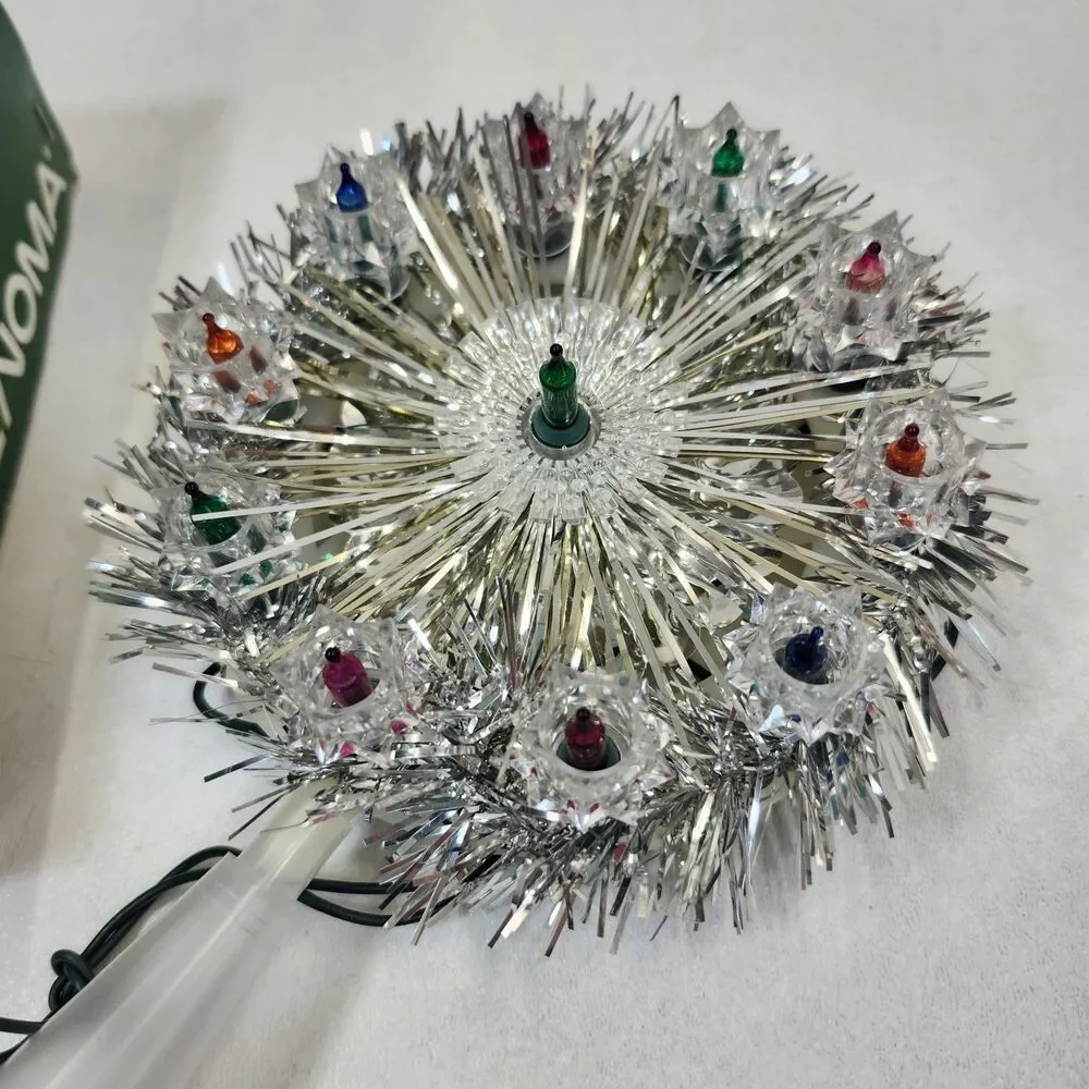 Noma 11 Lite Mini Wreath Multicolor Christmas Tree Topper Works Original Box VTG